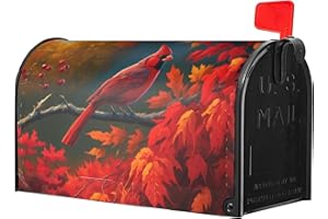 IDENTIY Fall Red Cardinal Maple Leaves Mailbox Covers Magnetic Standard Size,Thanksgiving Cardinal Bird Magnetic Mailbox Covers 18"x21" for Holiday Yard Decor