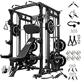 RitFit Buffalo Smith Machine with Steel Weight Stack, Home Gym Power Cage | 2x3 Steel Power Cage, Aluminum Cable Crossover &amp; LAT Pulldown, Selectorized Weight Stack