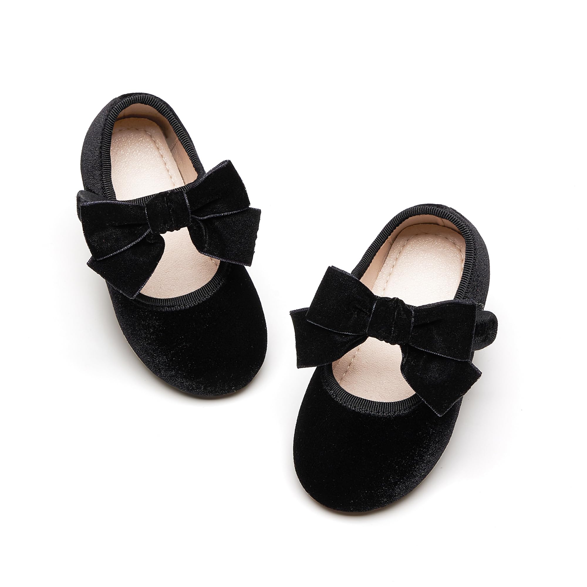 Photo 1 of Kiderence Toddler Girls Dress Shoes Little Kids Mary Janes Black Ballet Flats Toddler 6