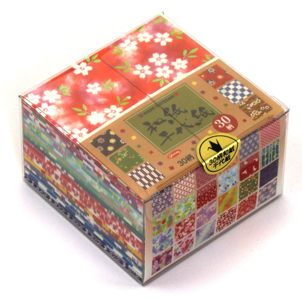 Origami Paper - Patterned Washi Paper Gift Set (Washi Chiyogami) - 30 Assorted Patterns - 12 Sheets of Each Pattern - White Reverse - 360 Sheets in Total - 7.5cm x 7.5cm