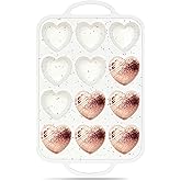 AOTASO 1 Pc Heart Shaped Muffin Pan with Metal Reinforced Frame 12 Cup Nonstick Silicone Heart Cake Mold for Baking 2.5 Inch Cupcake Tray (Cream)