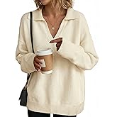 SUHK ASANA Womens V-Neck Oversized Pullover Sweater Long Sleeve Knit Top Casual Fall Winter Jumper