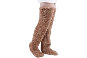 Teddy Legs Long Socks, Teddy Legs Socks, Over Knee High Fuzzy Leg Warmers Socks (Brown)