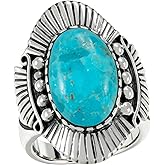 Turquoise Ring Sterling Silver 925 Genuine Gemstones Size 6 to 11