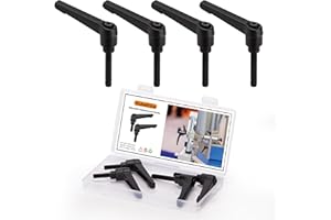 KiJoeErica 4pcs Adjustable Clamping Lever Handle, M6 x 32mm Quick Release Bolt, Black Metric Oxide Carbon Steel Male Threaded Stud for Lathes, Woodworking, Industrial Equipment