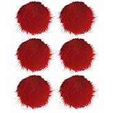 M METERXITY 6-Pack Faux Fur Pom Poms, 1.2 Inch/ 3.9 cm Soft Fluffy Pompoms Balls with Elastic Loop for Hats/Bags/Keychains/Knitting Accessories/DIY Crafts [Red]
