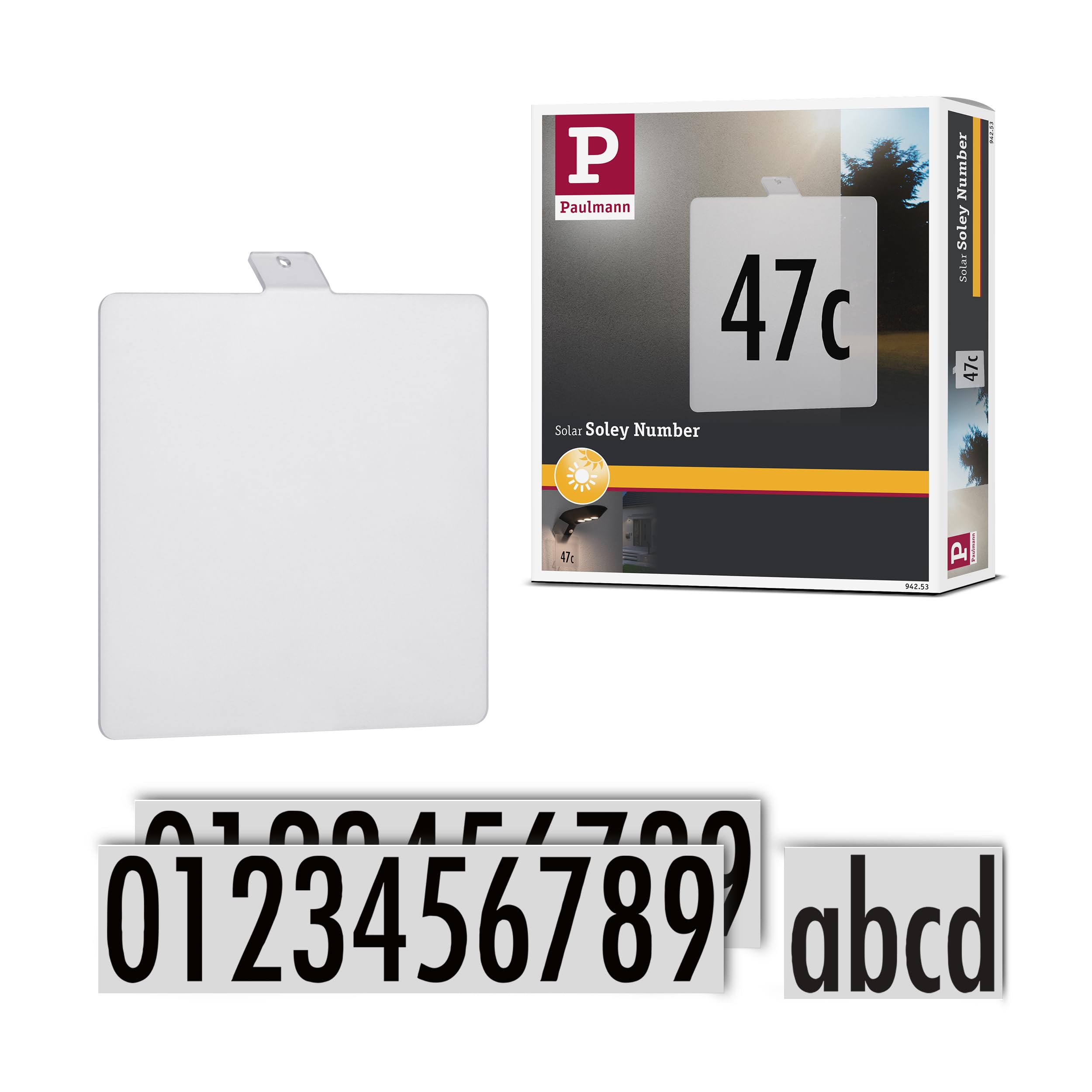 Paulmann 94253 House Number Sign for Soley Outdoor Solar Wall luminaire Accessory Metal White/Transparent