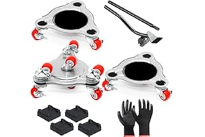 ZATOZKAR 4 Pcs Upgrade Large Furniture Movers 4 Red Wheels, 7x7 Inch Carbon Steel Panel Heavy Duty Support 360°Rotation/Lifter Strong Duty Moving Base Tools Easy Moving Large Furniture Hold 1320LB/600KG