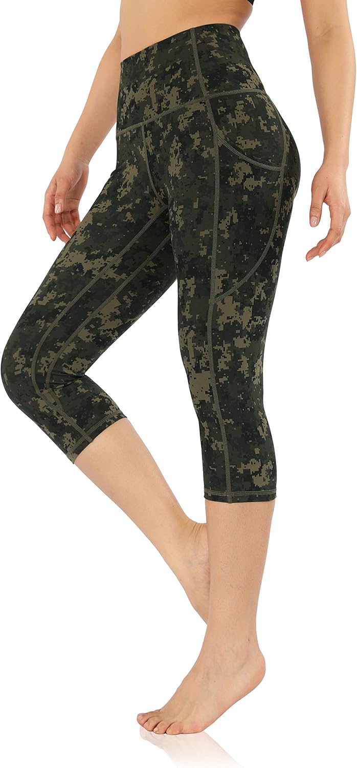 ODODOS Women's High Waisted Pattern Yoga Leggings with Pockets, Workout Sports Running Athletic Printed Yoga Pants: Clothing