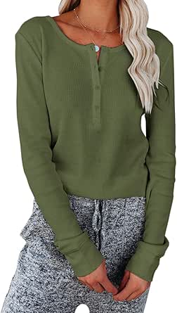 women's 100 cotton waffle thermal shirts