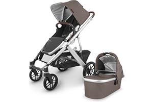 UPPAbaby Vista V2 Stroller/Convertible Single-to-Double System/Bassinet, Toddler Seat, Bug Shield, Rain Shield, and Storage Bag Included/Theo (Dark Taupe/Silver Frame/Chestnut Leather)