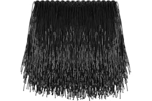 AWAYTR 1 Yard Beaded Fringe Trim - 6in Wide Glass Beaded Fringe for Dress Clothing and DIY Crafts (Black)