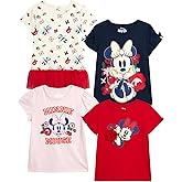 Disney Minnie Mouse Princess Girls Shirts - 4 Pack Short Sleeve Girls Graphic Tees for Toddler and Little Kid (Size 2T-7)
