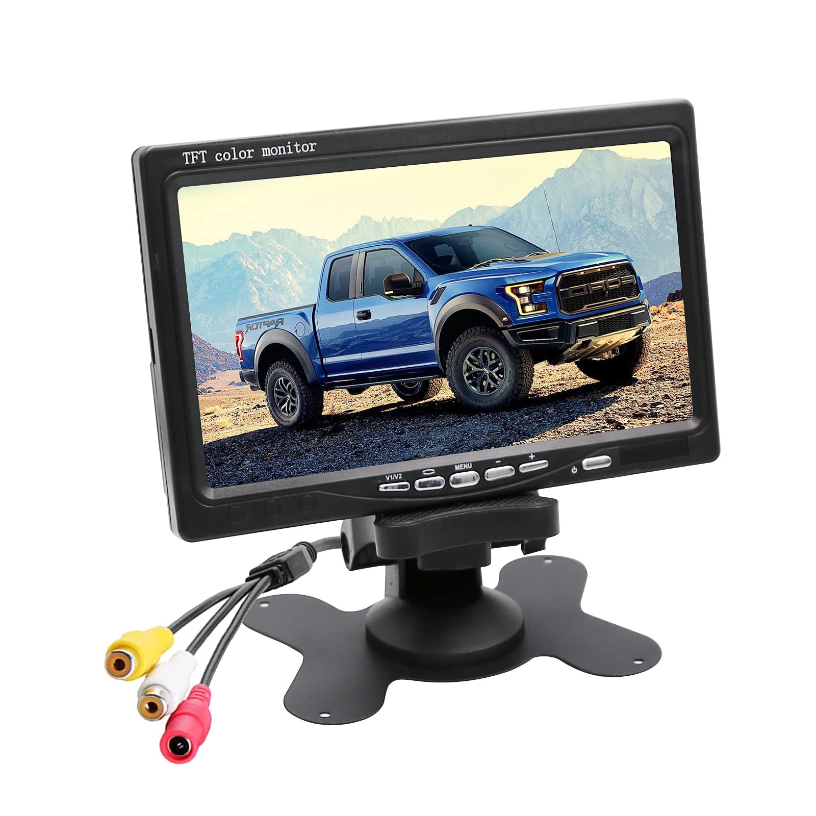 OBEST 7 Inch Rear View Camera Screens, Full Colour LCD Display, 800 * 480 RP, DC12V-24v, AV1/AV2 Video Switching, LCD Car Monitor for Car Trucks Buses Motorbikes