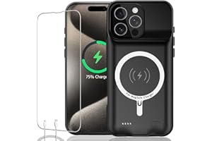 KCKEBLM Battery Case for iPhone 15 Pro, Full Encircle 10000mAh High Capacity Rechargeable Portable Charger Case Extended Battery Pack for iPhone 15 Pro (6.1 inch) Wireless Charging Case with Carplay-Black
