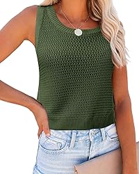 FISACE Womens Summer Knit Sweater Tank Tops Round