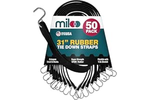 Miloo Rubber Bungee Cords with Hooks - Heavy Duty Tarp and Cargo Straps - Made in USA