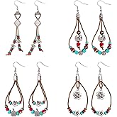 Coiris Boho Earrings For Women Handmade Nature Stone Flower Beads Dangle Earrings Western Jewelry Accessories