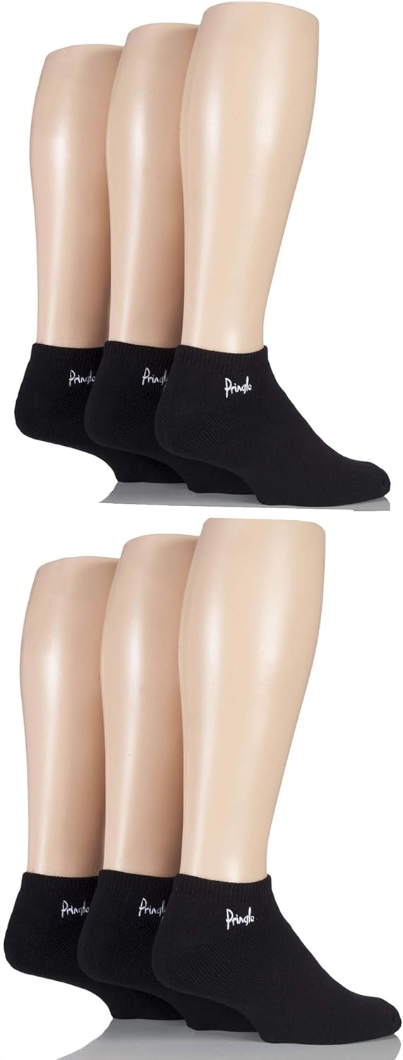 Mens 6 Pair Pringle Full Cushion Sports Socks Black Trainer 711 Amazon.co.uk Clothing