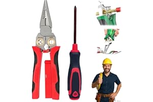 2026 Seese Pro Electrical Pliers for Christmas Decoretion, 8 in 1 Wire Stripper with Voltage Tester&Dual Alarms - Heavy Duty 