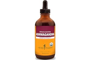 Herb Pharm Certified Organic Ashwagandha Extract for Energy and Vitality, Organic Cane Alcohol, 4 Ounce