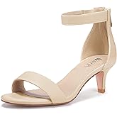 IDIFU IN2 Kitten Heels for Women Low Open Toe Ankle Strap Heeled Sandals Wedding Bridal Evening Prom Party Dress Shoes Womens Heels with Zipper