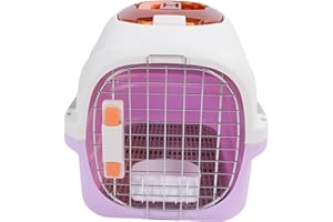 Fockety Plastic Dog Transport Box, Detachable Airline Approved Portable Cat Crate Lightweight Travel Carrier with Skylight an