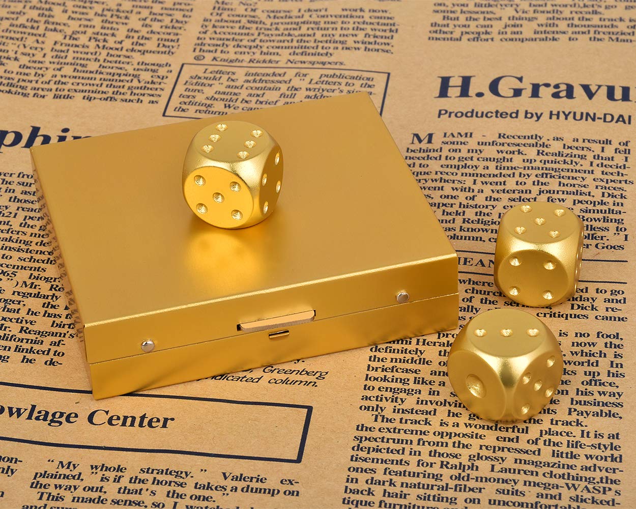 DS.DISTINCTIVE STYLE Aluminum Alloy Dice 5 Pieces 16mm Portable Metal Dices with Case 6 Sided Dice for Party Game