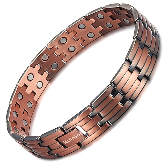 Rainso Herren-Kupfer-Magnettherapierarmband für Arthritis-Schmerzlinderung, doppelreihig