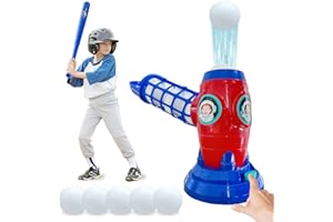NKJVE T Ball Set for Toddlers 3-5, Auto Tball Set for Kids 5-8 Baseball Pitching Machines, Toddler Tee Ball Set for Toddlers, 1 Plastic Bat and 5 Balls Set for Boys Grils, Outdoor&Sports Toys Game Gift