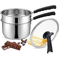 Double Boilers&Classic Stainless Steel Non-Stick Saucepan,Steam Melting Pot for Candle,Butter,Chocolate,Cheese,Caramel…