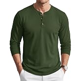 TACVASEN Men's Henley Shirts Cotton Long Sleeve Shirt with 3-Button | High quality fabric, soft, lightweight, classic henley design casual stylish, ides for daily wear