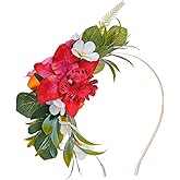 KorViSHOW Hawaiian Flower Crown Headbands - Tropical Hawaii Orchid Floral Headpiec Hawaiian Floral Hair Accessories for Summer Beach Pool Hula Dance Party Decor Hawaii Leis Theme Celebrations Supplies