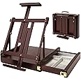 MEEDEN Studio Sketchbox Table Easel with Metal Lined Drawer - Adjustable Solid Beech Wood Tabletop Easel & Sketchbox Artist Easel with Storage, for Studio or Plein Air - Holds Max 34", Walnut