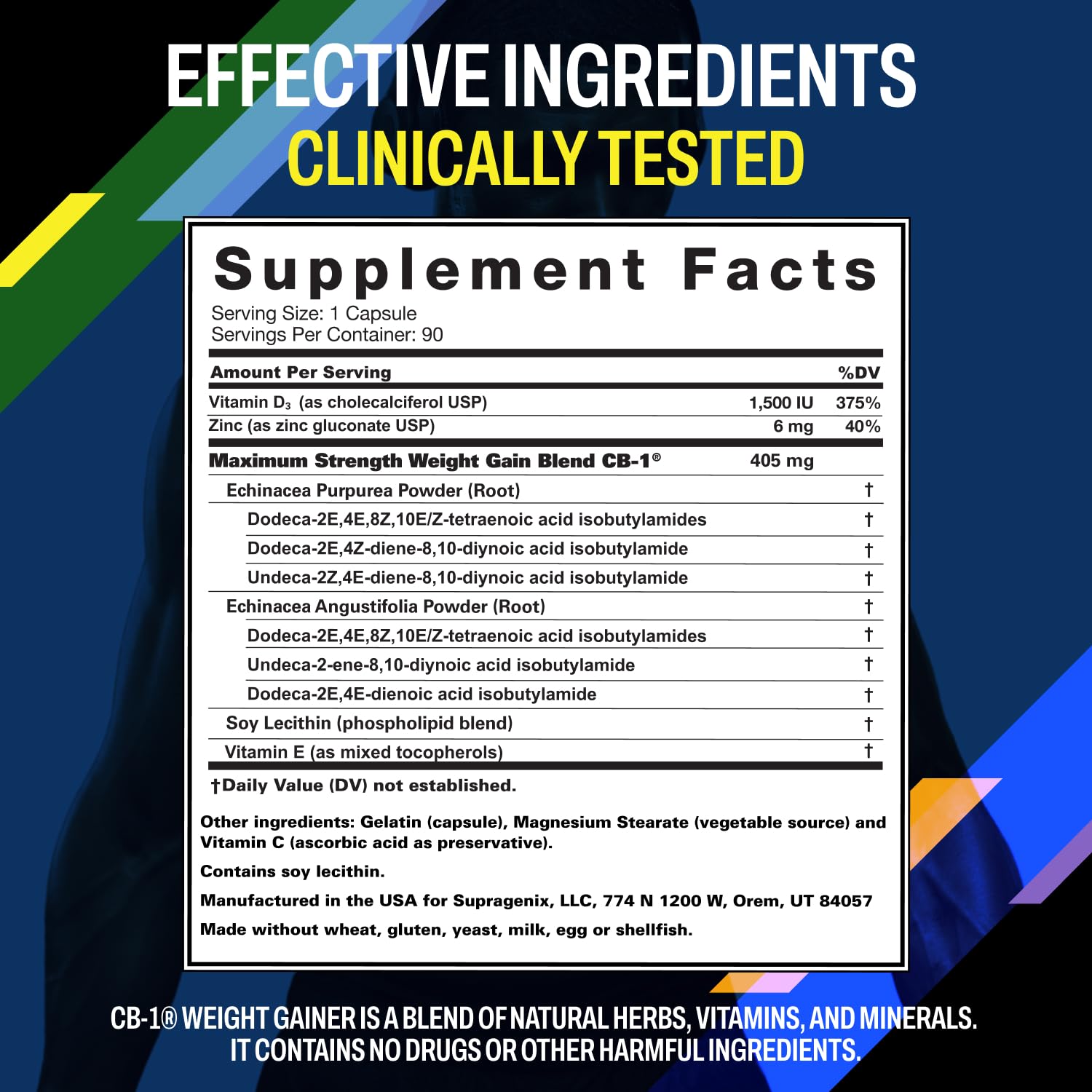 CB-1 Weight Gainer Pills (90 Count) | Weight Gain Support for Women & Men | Clinically Tested Appetite Booster | Powerful Mass Gainer