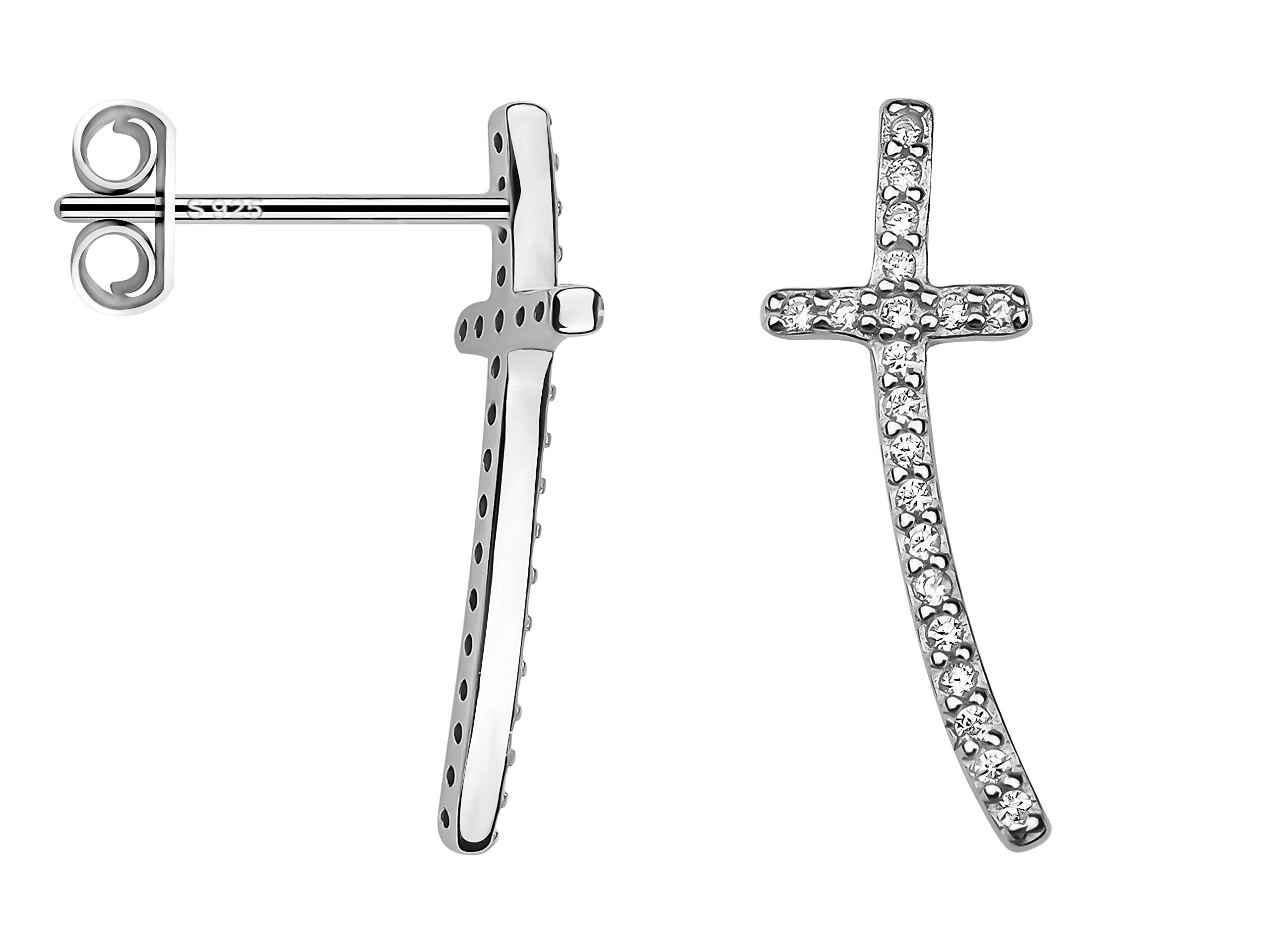 SOFIA MILANI - Women's Earrings 925 Silver - with Zirconia Stones - Cross Stud Earrings - 20559