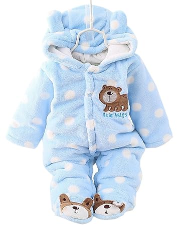 Amazon Com Happy Cherry Baby Infant Fannel Rompers Long Sleeve Jumpsuit Outfit Bear Footies Clothing Beige For 3 6m Baby