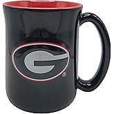 Boelter Brands NCAA Large 15oz Sculpted Cafe Mug with Raised Logo and Inner Color (Georgia Bulldogs)