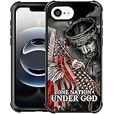 Zeggi Case for iPhone 16e 6.1 inch,Four Corner Airbag Protection Design Soft Silicone Frame Personalized Pattern Case Compatible with iPhone 16e for Men-Jesus Eagle Flag