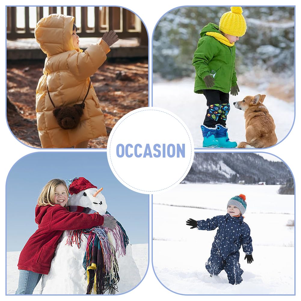 6 Pairs of Kids Gloves Boys Winter Gloves Stretchy Full Fingers Knitted Gloves Wool Fleece Lined Mittens