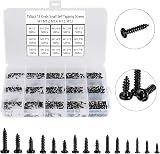 FandWay 750Pcs Small Self Tapping Screws Set M1-M1.7 Black Pan Head for Watch