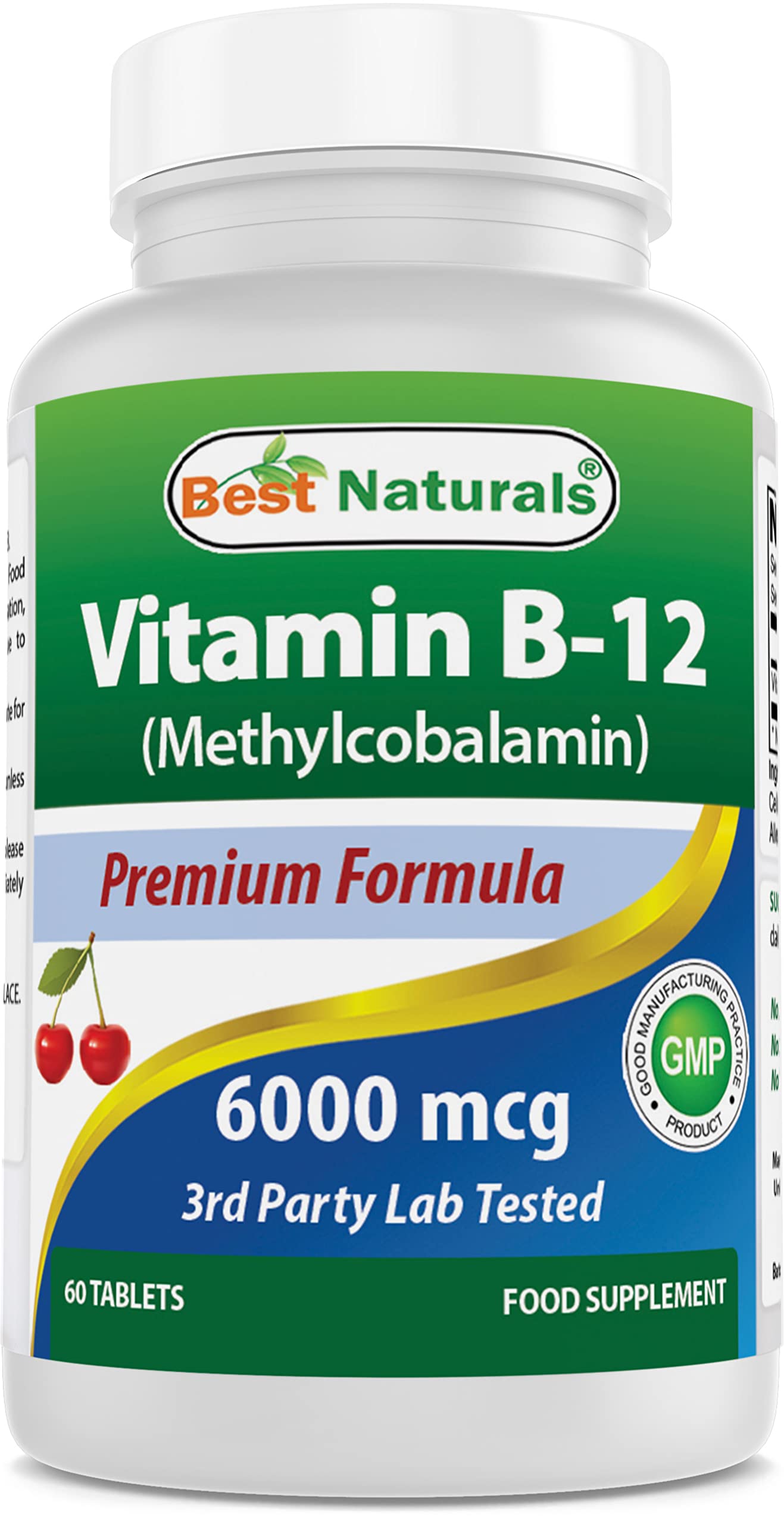 Best Naturals Vitamin B-12 as Methylcobalamin (Methyl B12), 6000 mcg Tablet, 60 Count