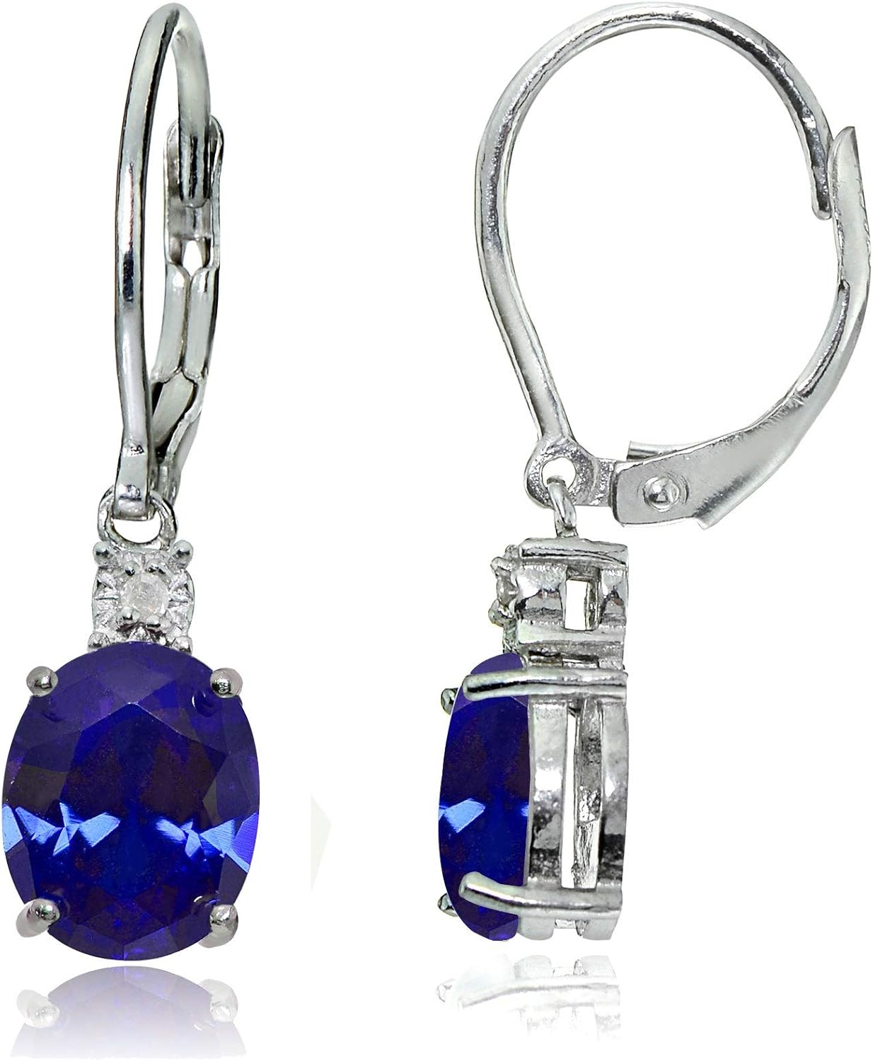 1.25Ctw Oval Cut Sapphire Sim Diamond Women Leverback Earring 14K White Gold Finish Amazon.co