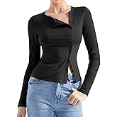 SUUKSESS Women Button Down Ribbed Tops Long Sleeve Going Out Fitted Modal Shirt