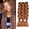 Original Jumbo Braids Hair Extension can shrink in hot water professional at box braids 3pcs Pure Brown Color 24inch 100g/pc For Twist Box Braiding Hair (30#)