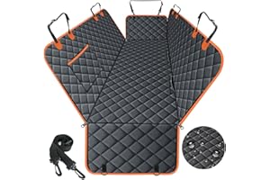 NECKORY Dog Car Seat Cover, Durable Waterproof Scratch Proof Nonslip Dog Hammock, Back Seat Covers with Pocket for Cars SUVs and Trucks - L, Black/Orange