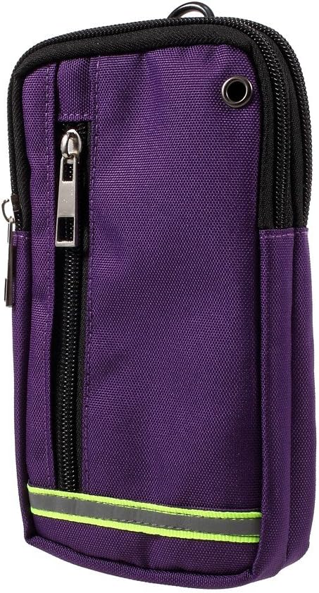 DFV mobile - Multipurpose Reflective Universal Belt Case with 3 Compartments for for POSH MOBILE KICK PRO20 - PURPLE (17 x 10 cm)
