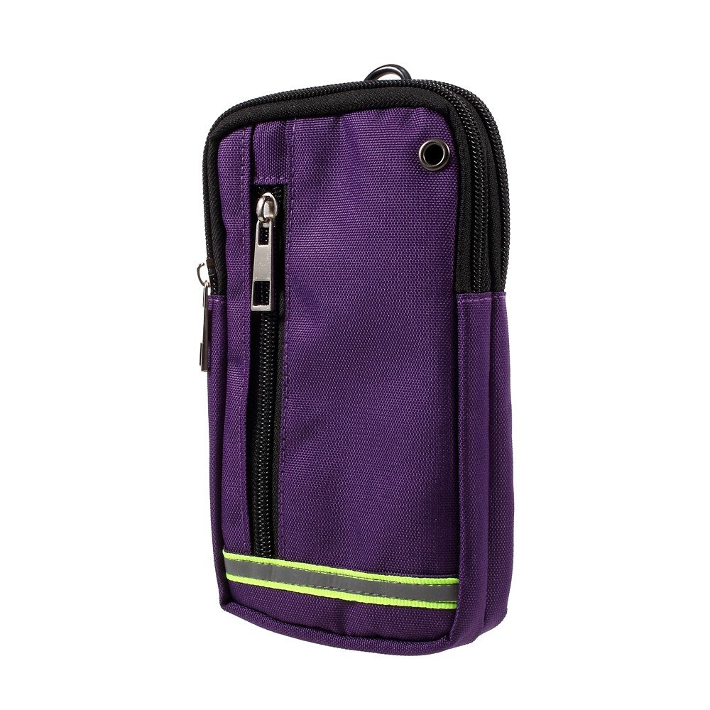 DFV mobile - Multipurpose Reflective Universal Belt Case with 3 Compartments for for POSH MOBILE KICK PRO20 - PURPLE (17 x 10 cm)