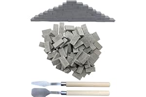 Woohome 150 PCS Mini Wall Bricks Gray Miniature Brick Figurine Fake Bricks with Scraper for Model Fairy Garden Landscaping Accessories, 1:16 Scale