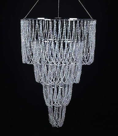 4 Tiers Large Wedding Chandelier Faux Crystal Iridescent Beaded